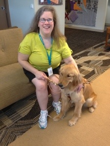 Sarah and golden retriever Kathie